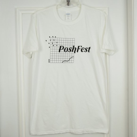 PoshFest Tops - 2019 PoshFest Poshmark T Shirt Women Medium White Black New Short Sleeve